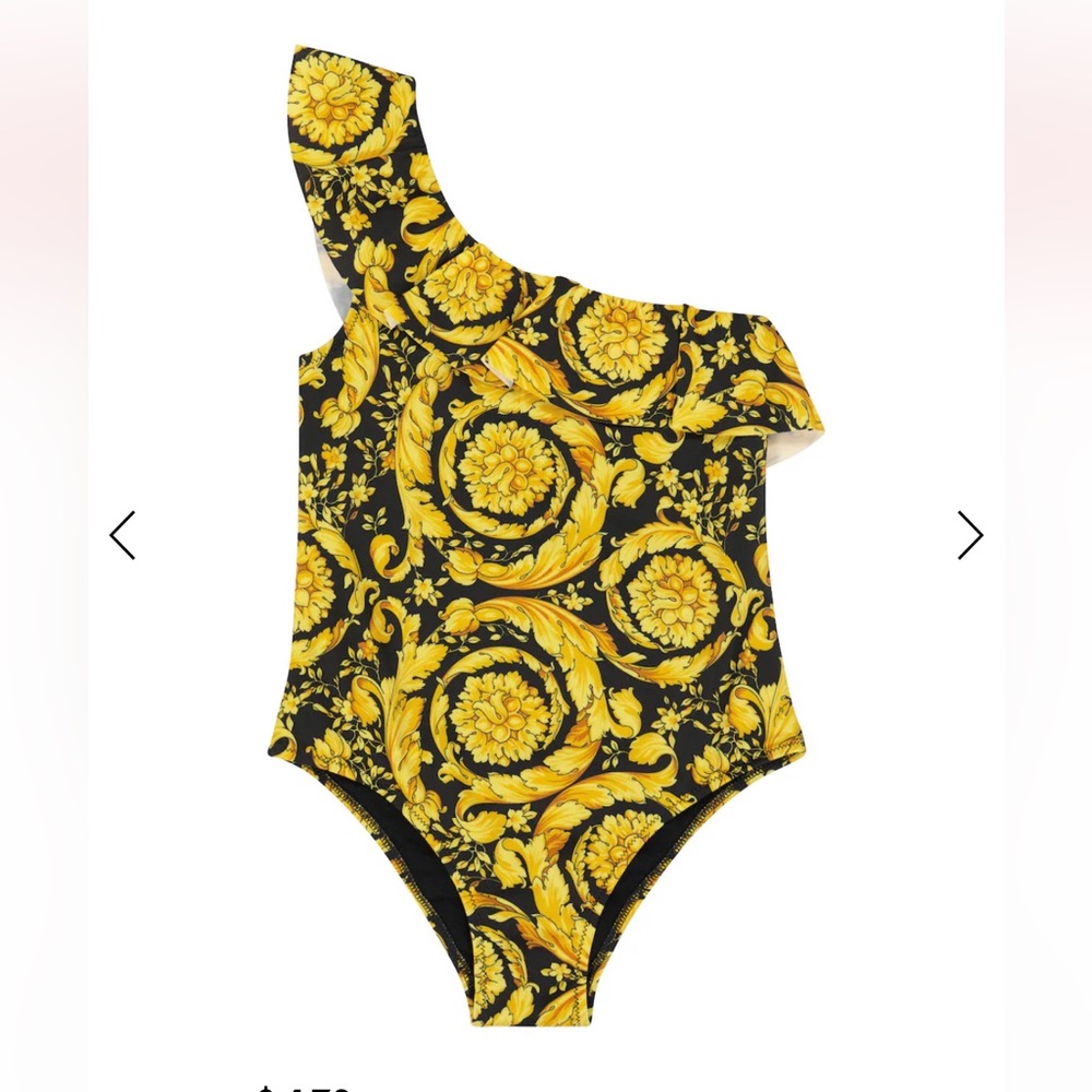 Versace Kids Barocco One Shoulder Bathing Suit 5T